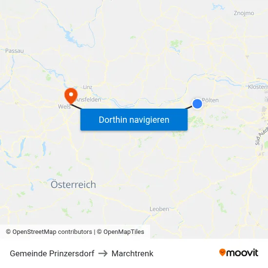 Gemeinde Prinzersdorf to Marchtrenk map