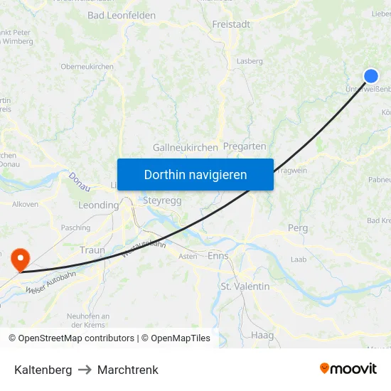 Kaltenberg to Marchtrenk map