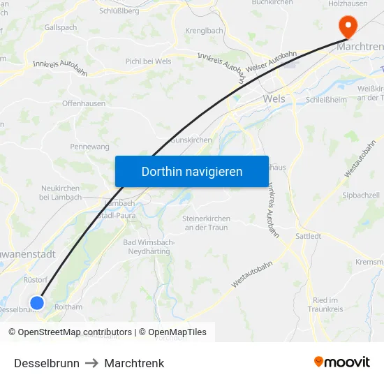 Desselbrunn to Marchtrenk map