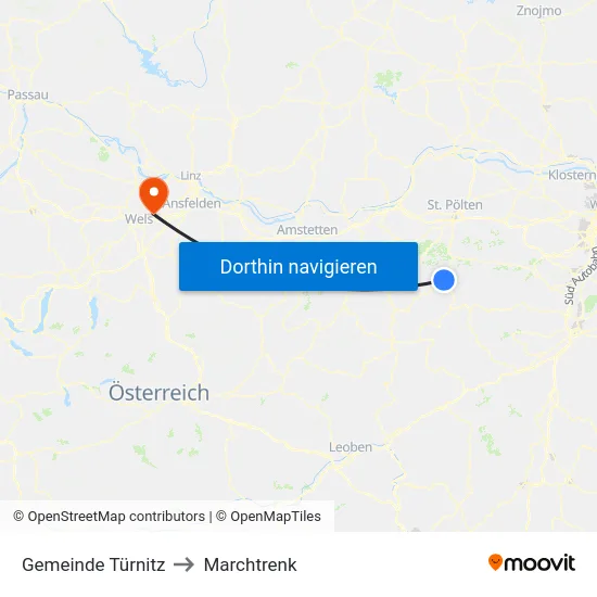 Gemeinde Türnitz to Marchtrenk map