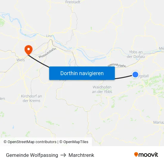 Gemeinde Wolfpassing to Marchtrenk map
