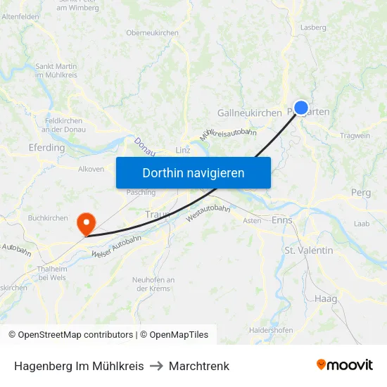 Hagenberg Im Mühlkreis to Marchtrenk map