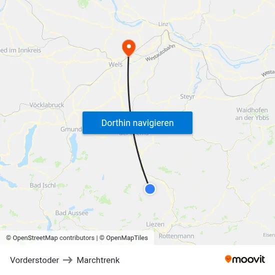 Vorderstoder to Marchtrenk map