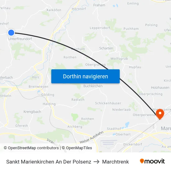 Sankt Marienkirchen An Der Polsenz to Marchtrenk map