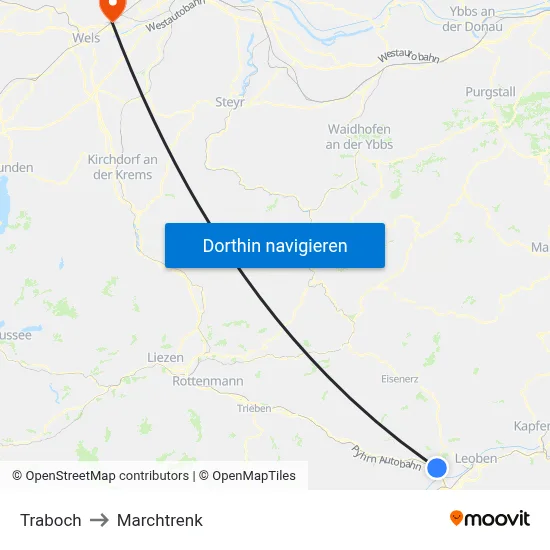 Traboch to Marchtrenk map