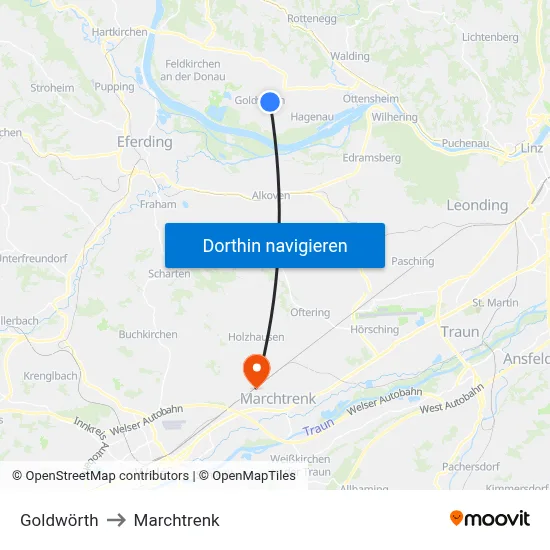 Goldwörth to Marchtrenk map