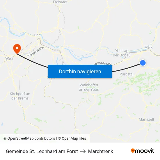 Gemeinde St. Leonhard am Forst to Marchtrenk map