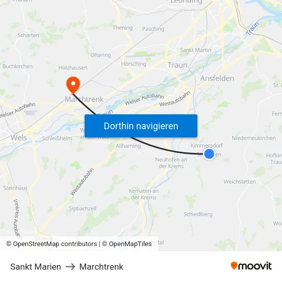 Sankt Marien to Marchtrenk map