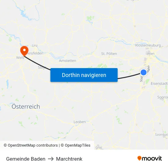 Gemeinde Baden to Marchtrenk map