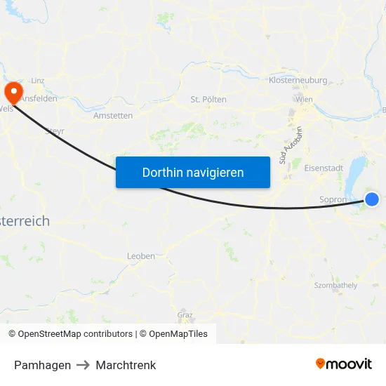 Pamhagen to Marchtrenk map