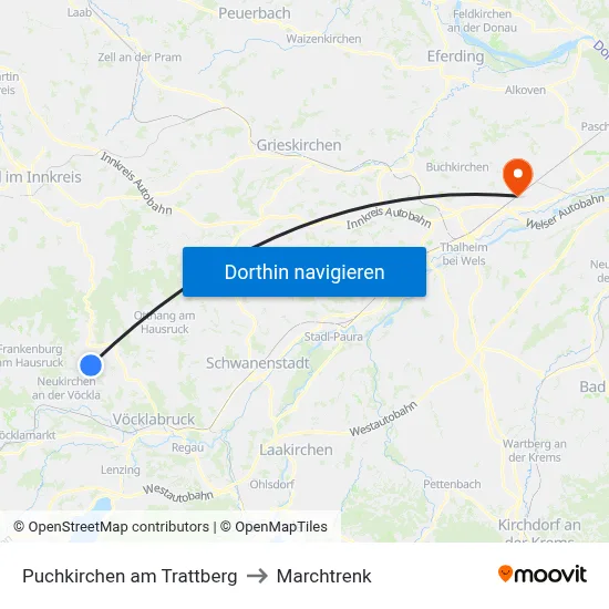 Puchkirchen am Trattberg to Marchtrenk map