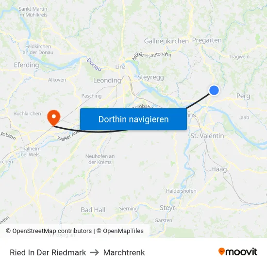 Ried In Der Riedmark to Marchtrenk map