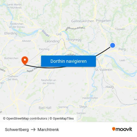 Schwertberg to Marchtrenk map