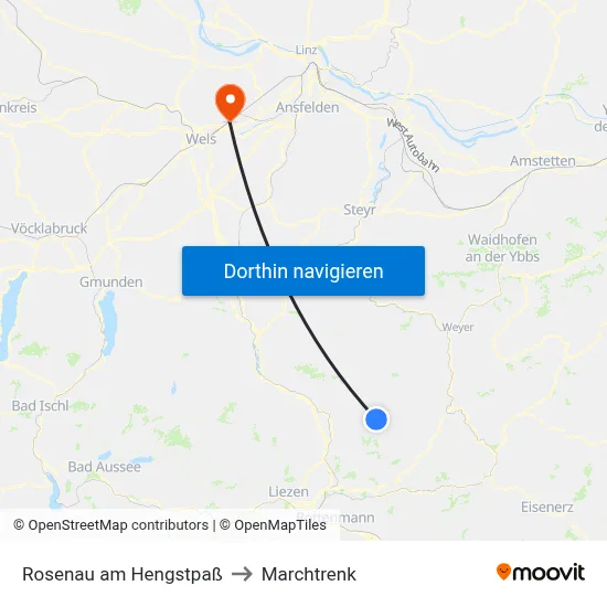 Rosenau am Hengstpaß to Marchtrenk map