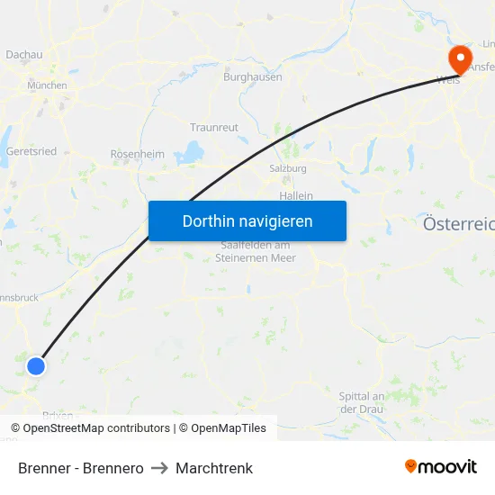 Brenner - Brennero to Marchtrenk map