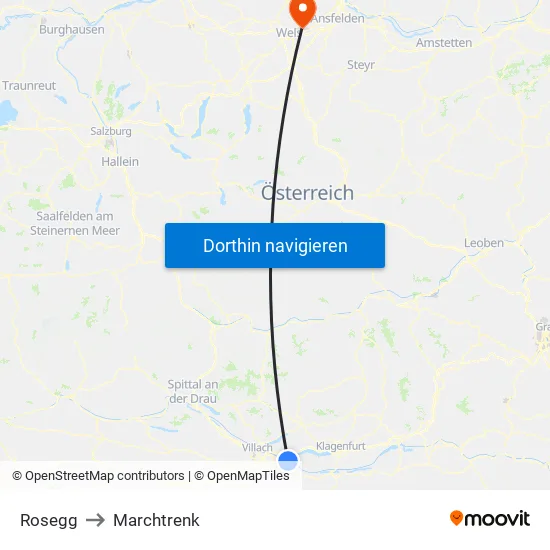 Rosegg to Marchtrenk map