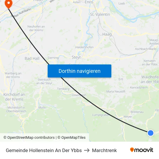 Gemeinde Hollenstein An Der Ybbs to Marchtrenk map