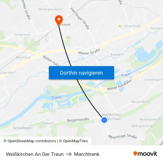 Weißkirchen An Der Traun to Marchtrenk map