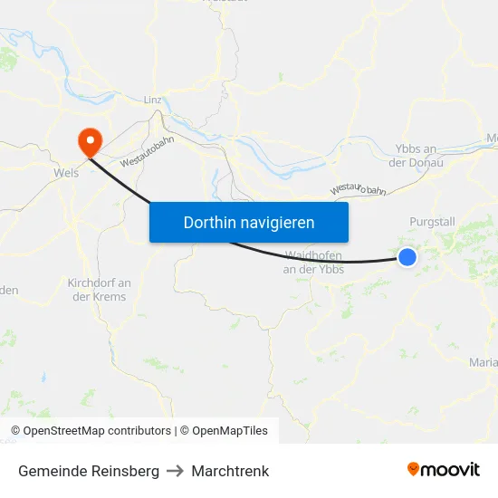 Gemeinde Reinsberg to Marchtrenk map