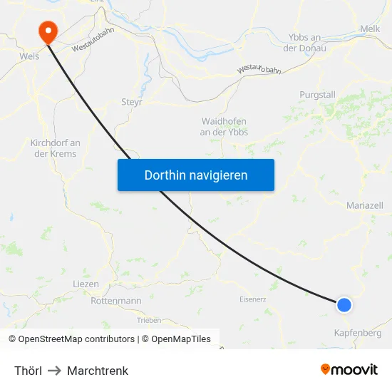 Thörl to Marchtrenk map