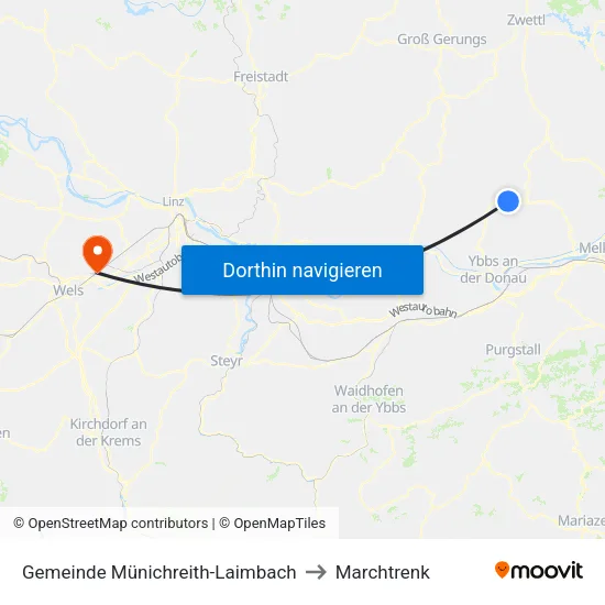 Gemeinde Münichreith-Laimbach to Marchtrenk map