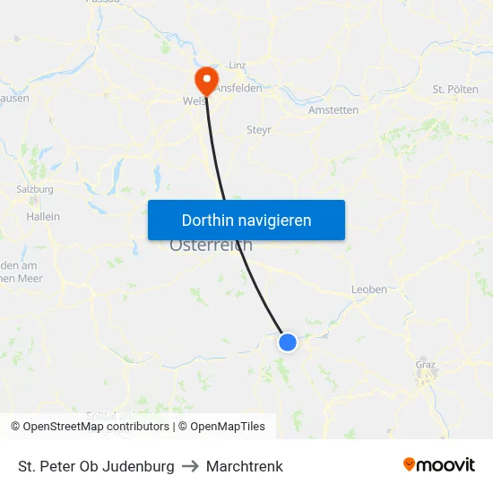 St. Peter Ob Judenburg to Marchtrenk map