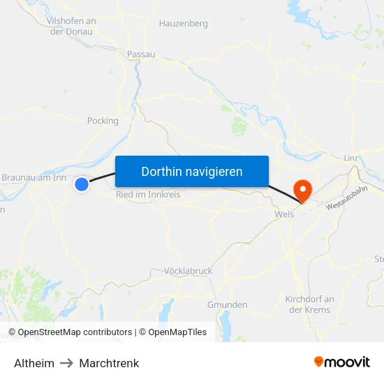 Altheim to Marchtrenk map
