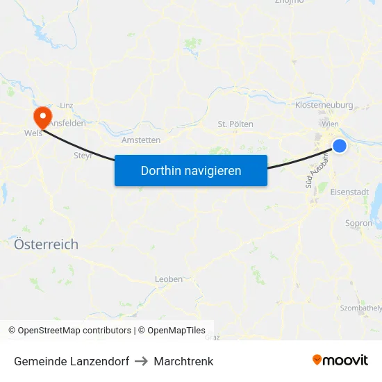 Gemeinde Lanzendorf to Marchtrenk map