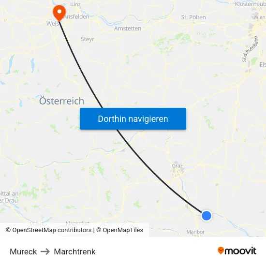 Mureck to Marchtrenk map
