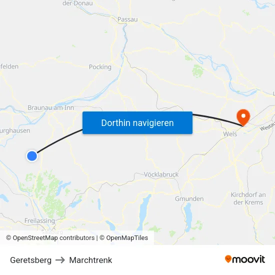 Geretsberg to Marchtrenk map
