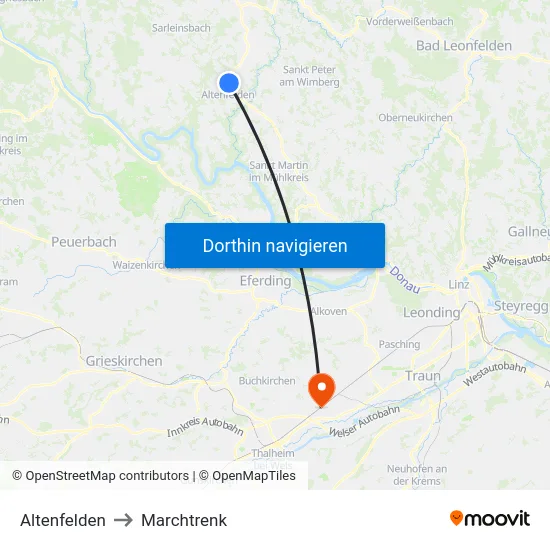 Altenfelden to Marchtrenk map
