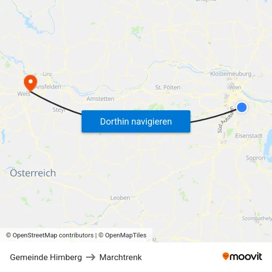 Gemeinde Himberg to Marchtrenk map