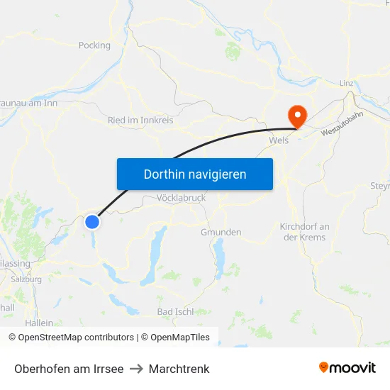 Oberhofen am Irrsee to Marchtrenk map