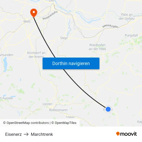Eisenerz to Marchtrenk map