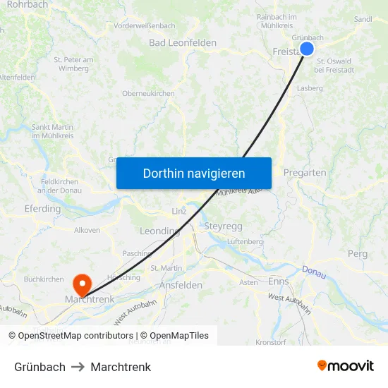 Grünbach to Marchtrenk map