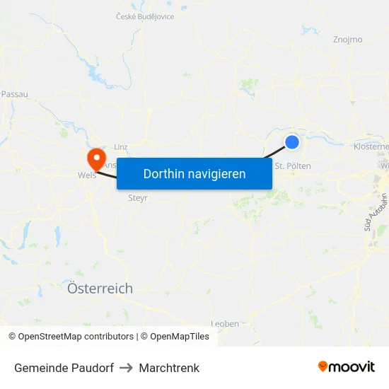 Gemeinde Paudorf to Marchtrenk map