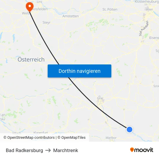 Bad Radkersburg to Marchtrenk map