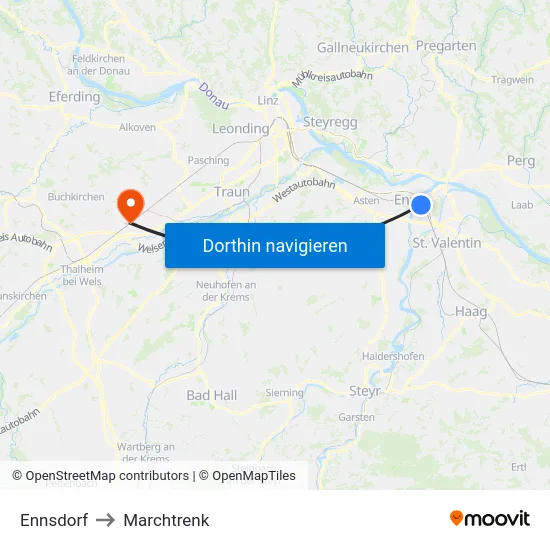 Ennsdorf to Marchtrenk map