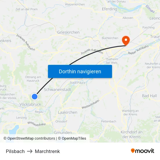 Pilsbach to Marchtrenk map