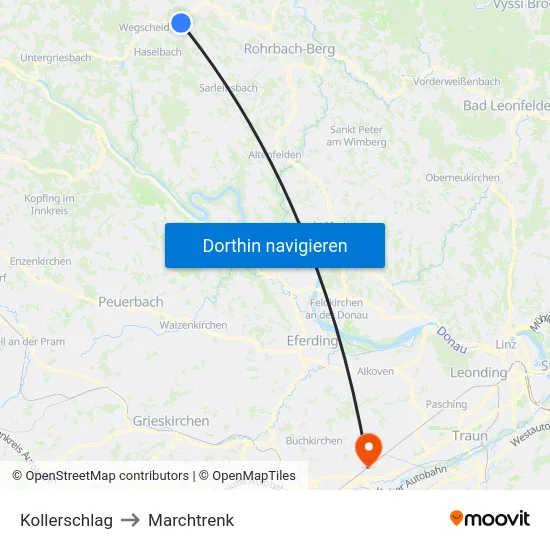 Kollerschlag to Marchtrenk map