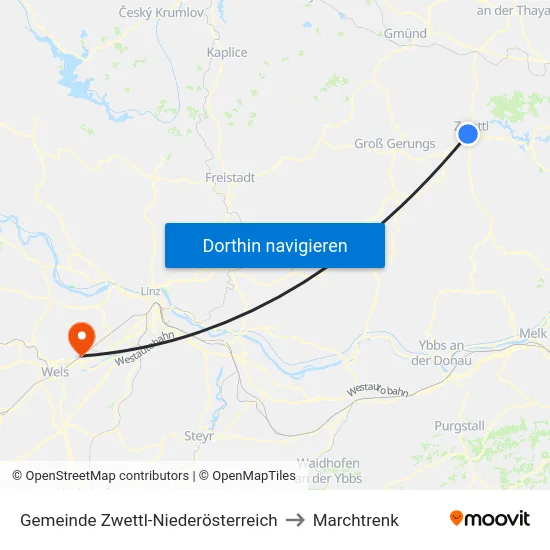 Gemeinde Zwettl-Niederösterreich to Marchtrenk map