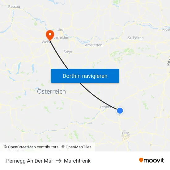 Pernegg An Der Mur to Marchtrenk map
