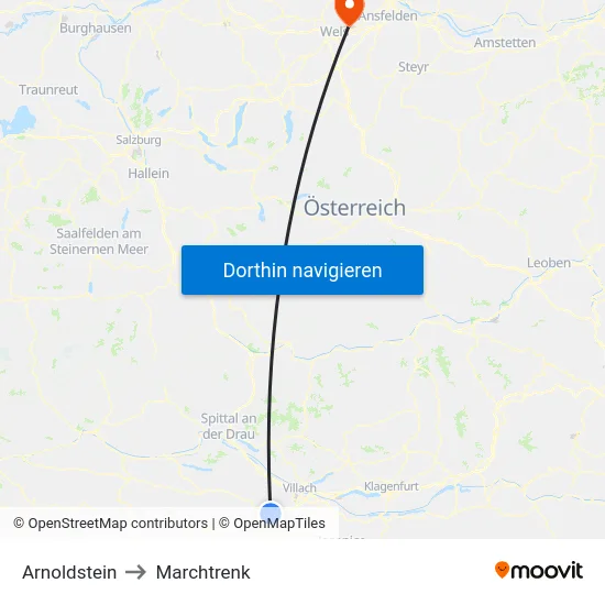 Arnoldstein to Marchtrenk map