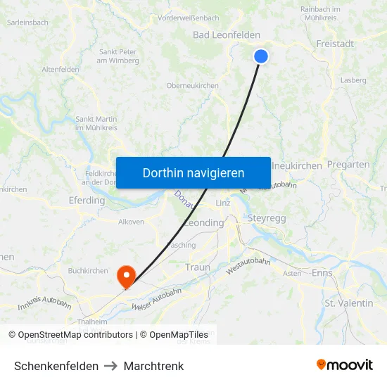 Schenkenfelden to Marchtrenk map
