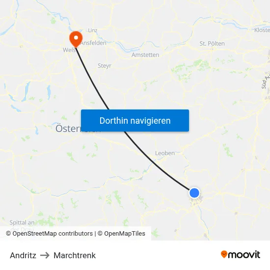Andritz to Marchtrenk map