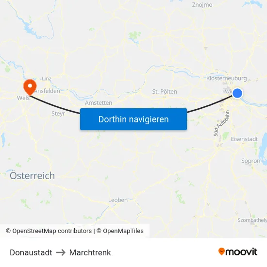 Donaustadt to Marchtrenk map