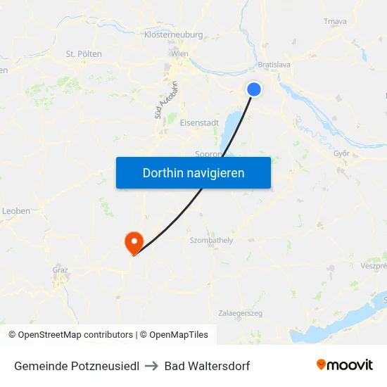 Gemeinde Potzneusiedl to Bad Waltersdorf map