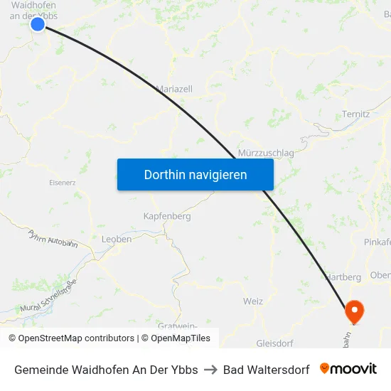 Gemeinde Waidhofen An Der Ybbs to Bad Waltersdorf map