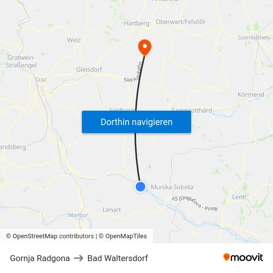 Gornja Radgona to Bad Waltersdorf map