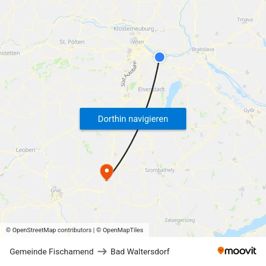 Gemeinde Fischamend to Bad Waltersdorf map